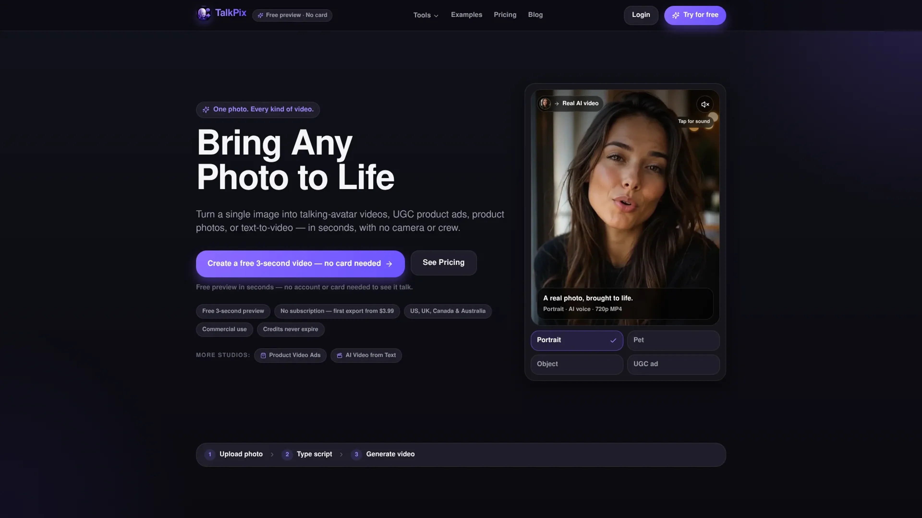Image related to TalkPix AI, an AI tool for turning text into videos.
