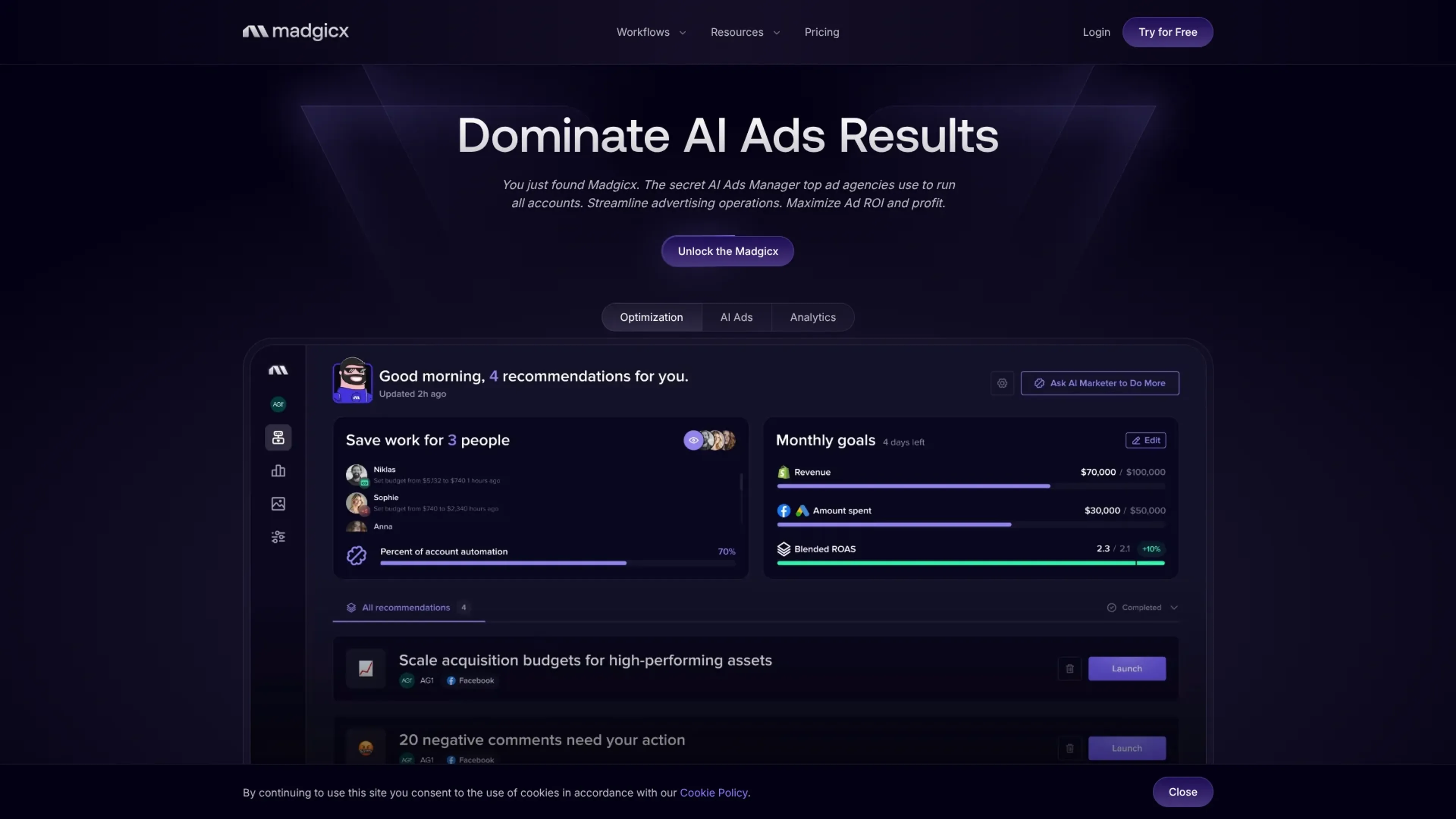 Image related to Madgicx, an AI tool for automating and optimizing marketing tasks.