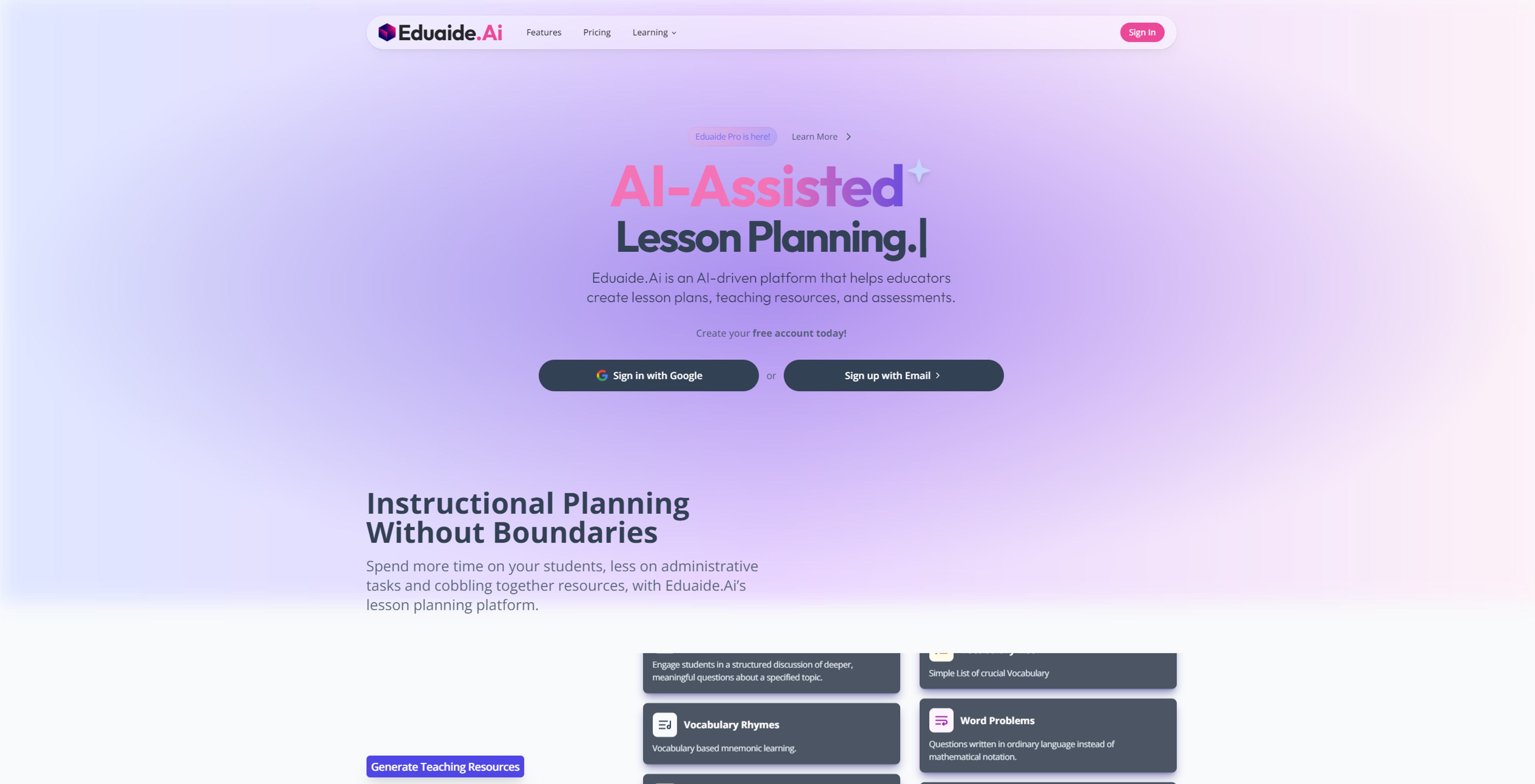 Image related to Eduaide.Ai, an AI tool for learning and teaching support.